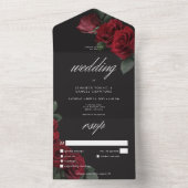 Moody Bloed Rode Rozen Trouwdiner All In One Uitnodiging (Binnen)