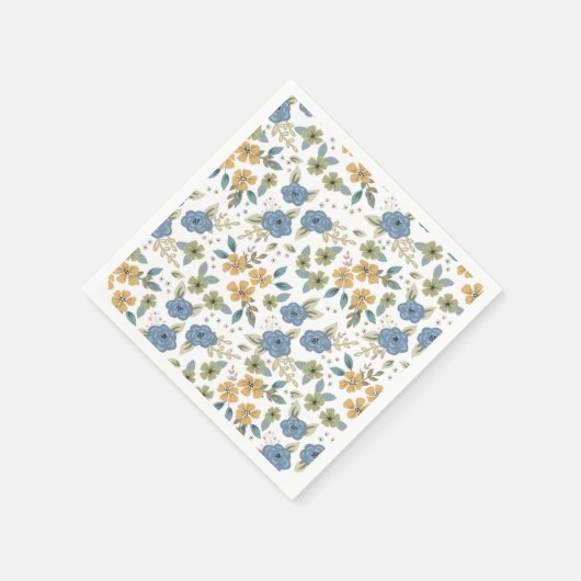 Moody Blue Bloemen Party Papier Servet (Hoek)