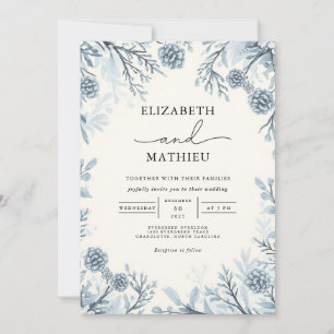 Moody Blue Botanische bloei bruiloft Kaart