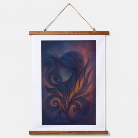 Moody Blue & Copper Abstract Botanicals Hangend Wandkleed (Voorkant)