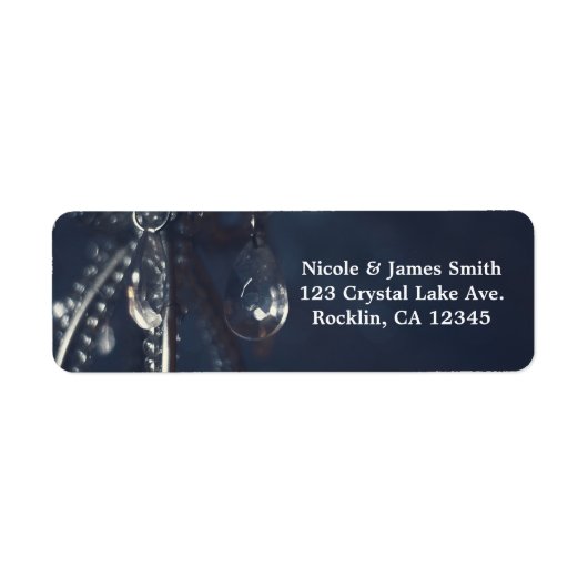 Moody Blue Crystal Elegant Romantic Wedding Invite Etiket (Voorkant)