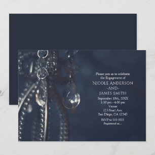 Moody Blue Elegant Crystal Verloving Uitnodigingen