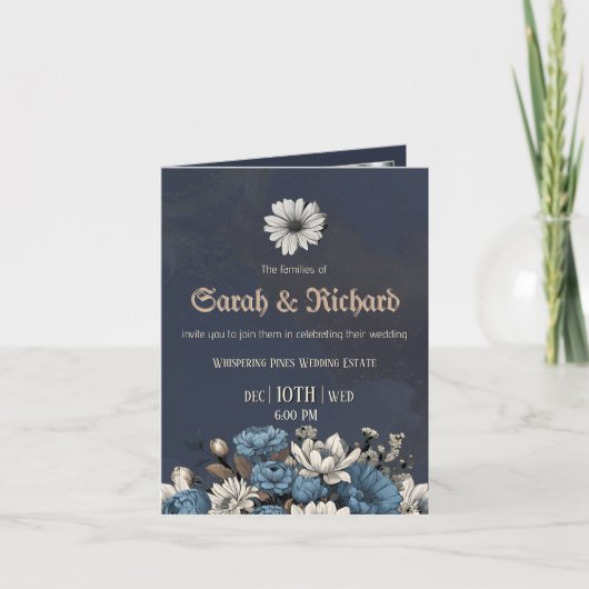 Moody Blue Folded Photo Invitation (Devant)