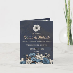 Moody Blue Folded Photo Invitation