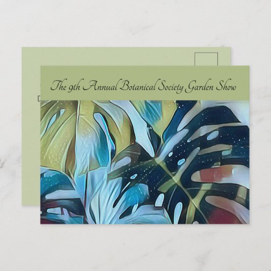 Moody Blue Monstera Botanical Direct Mail Promo Aankondigingskaart (Voorkant / Achterkant)