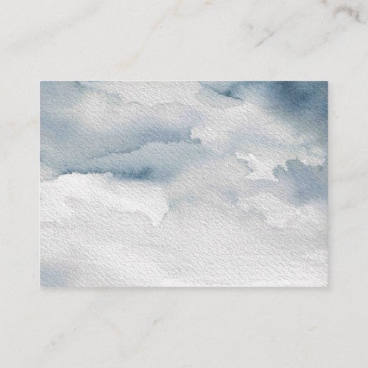 Moody Blue Watercolor Cartes de réception Mariage (Dos)