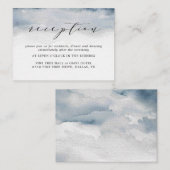 Moody Blue Watercolor Cartes de réception Mariage (Devant / Derrière)