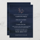 Moody Blue Watercolor Faire-part de mariage (Devant / Derrière)