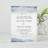 Moody Blue Waterverf Classic Elegant Bruiloft Kaart (Staand voorkant)