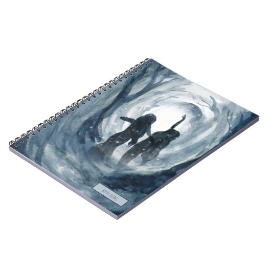 Moody blue waterverf Moon goddesses gepersonalisee Notitieboek (Linkerzijde)