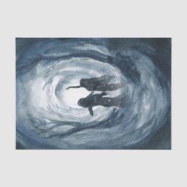 Moody blue waterverf Moon godin ontkoppeling Tissuepapier