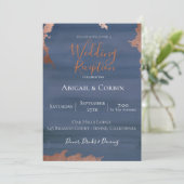 Moody Blue Wedding Réception Invitation (Debout devant)