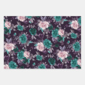Moody Boho | Aubergine Paarse Donkere Bloempatroon Inpakpapier Vel (Voorkant 3)