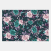 Moody Boho | Aubergine Paarse Donkere Bloempatroon Inpakpapier Vel (Voorkant 2)