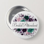 Moody Boho | Aubergine Paarse en Blauwgroen bruids Ronde Button 7,6 Cm (Voorkant /achterkant)