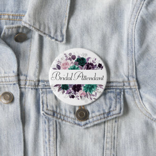 Moody Boho Aubergine Paarse en Blauwgroen bruids Ronde Button 7,6 Cm