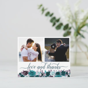 Moody Boho   Blauwgroen en Paarse 2 Foto Dank u Briefkaart