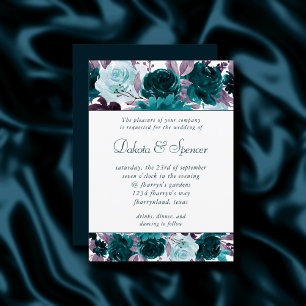 Moody Boho Blauwgroen en Turquoise Bloemen Garla Kaart