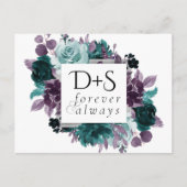 Moody Boho | Blauwgroen en Turquoise donkere bloem Aankondigingskaart (Voorkant)