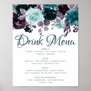Moody Boho   Blauwgroen Floral Garland Drink keuze Poster