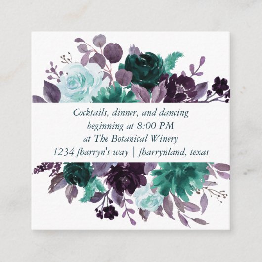 Moody Boho | Blauwgroen Floral Garland Receptie De Informatiekaartje (Voorkant)