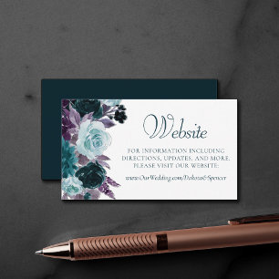 Moody Boho   Blauwgroen Turquoise donkere bloemen  Informatiekaartje