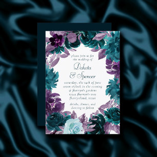 Moody Boho Blauwgroen Turquoise donkere bloemenb Kaart