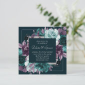 Moody Boho | Deep Blauwgroen Turquoise Paarse kran Kaart (Staand voorkant)