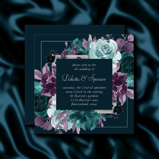 Moody Boho | Deep Blauwgroen Turquoise Paarse kran Kaart