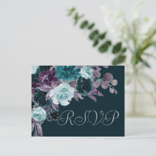 Moody Boho Deep Blauwgroen Turquoise Paarse reac Briefkaart