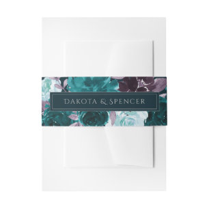 Moody Boho Diep Teal Turquoise Paarse Slinger Uitnodigingen Wikkel