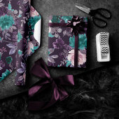 Moody Boho | Donkere aubergine Paarse en Blauwgroe Cadeaupapier