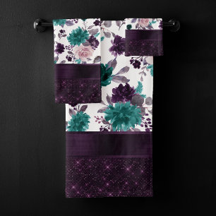 Moody Boho Eggplant violet et Turquoise Rose Shi