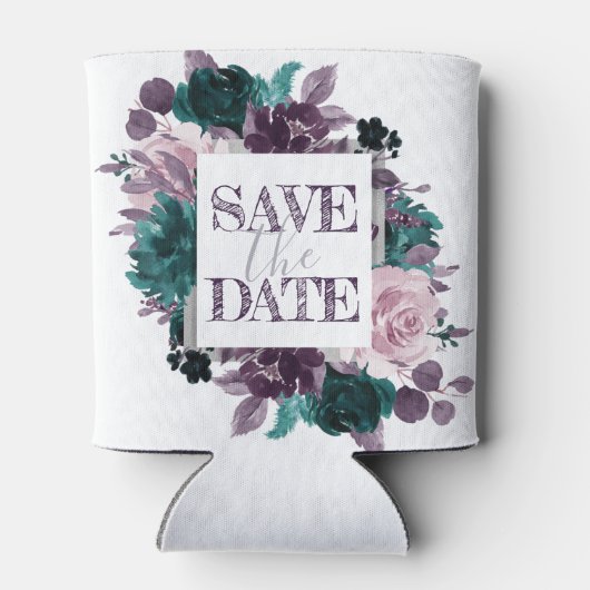 Moody Boho | Paarse Aubergine Bloemige Save the Da Blikjeskoeler (Achterkant)