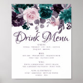 Moody Boho | Paarse Bloemige Drink Keuze Poster (Voorkant)