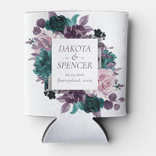 Moody Boho | Paarse Bloemmotief Eggplant Save the Blikjeskoeler (Voorkant)