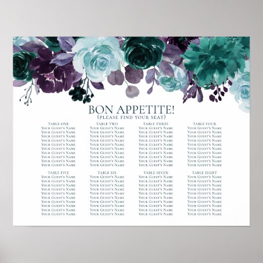 Moody Boho | Tableau de sièges Bouquets floraux Tu (Devant)