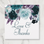 Moody Boho | Teal en Turquoise Bloemige Dank Je We Bedankjes Labels (Voorkant)