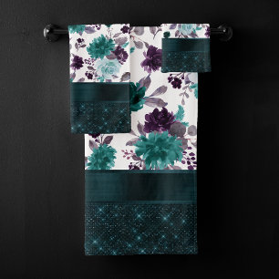 Moody Boho Turquoise Turquoise Dark Floral Shimm