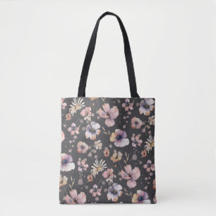 Moody Boho Watercolor Blush Wildflowers Patroon Draagtas