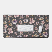 Moody Boho Watercolor Blush Wildflowers Pattern Bureaumat (Keyboard & Muis)