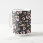 Moody Boho Watercolor Blush Wildflowers Pattern  Koffiemok (Voorkant links)
