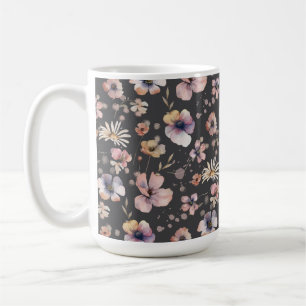 Moody Boho Waterverf Blush Wilde Bloemen Patroon  Koffiemok