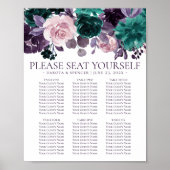 Moody Boho | Zelfklevende Eggplant Plum Floral Sea Poster (Voorkant)