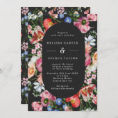 Moody Bold Floral Arch Faire-part de mariage ovale (Devant / Derrière)