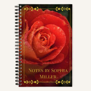 Moody Botanical Donkerrode Roze Gouden Frame Notit Notitieboek