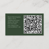 Moody Botanical QR Code Carte de visite Vert Noir (Dos)