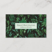 Moody Botanical QR Code Carte de visite Vert Noir (Devant)