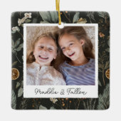 Moody Botanische Dubbelzijdige Gepersonaliseerde F Keramisch Ornament (Voorkant)