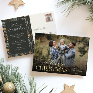 Moody Botanische Horizontale Foto Goud Folie Feestdagen Briefkaart